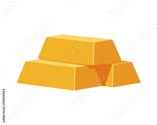 Stack of Three Gold Bars / Ingots.  Illustration of three stacked gold bars, symbolizing wealth, investment, or luxury.