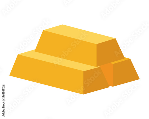 Stack of Three Gold Bars / Ingots.  Illustration of three stacked gold bars, symbolizing wealth, investment, or luxury.