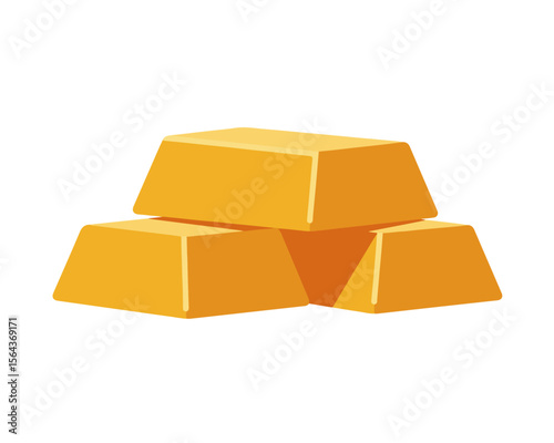 Stack of Three Gold Bars / Ingots.  Illustration of three stacked gold bars, symbolizing wealth, investment, or luxury.
