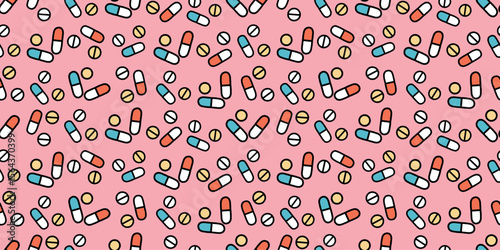 Seamless Pattern of Medical Icons Background Design.
医療アイコンのシームレスパターン　背景素材
