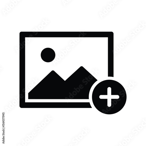 Add image icon, new photo upload, picture gallery, media file, digital content creation
