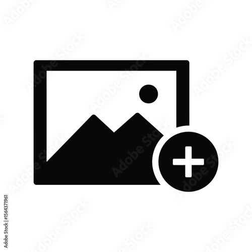 Add image icon, new photo upload, picture gallery, media file, digital content creation
