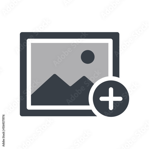 Add image icon, new photo upload, picture gallery, media file, digital content creation