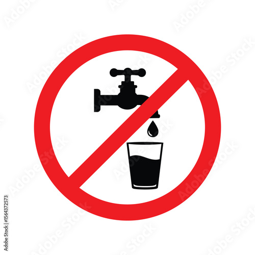 No drinking water sign, forbidden tap, non-potable, unsafe, warning, don't drink symbol