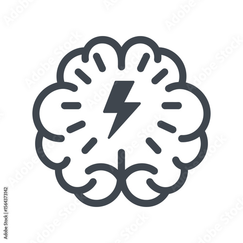 Brain with lightning bolt, idea, creativity, innovation, intelligence, brainstorm, smart mind