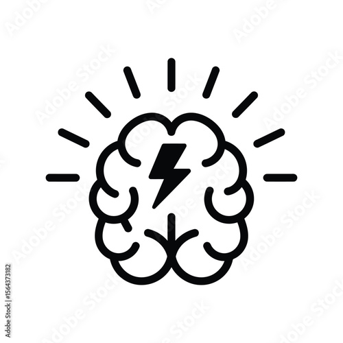 Brain with lightning bolt, idea, creativity, innovation, intelligence, brainstorm, smart mind