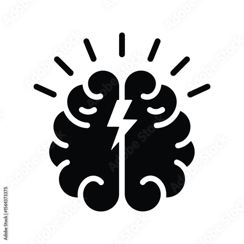 Brain with lightning bolt, idea, creativity, innovation, intelligence, brainstorm, smart mind