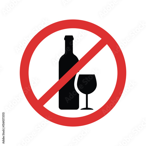 No alcohol allowed sign, forbidden, liquor ban, no drinking, restricted, prohibition symbol