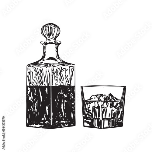 Black and White Elegant Whiskey Set