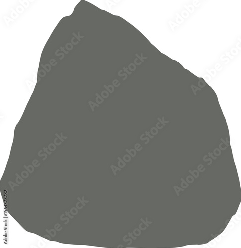 Isolated gray rock shape on white background with irregular edges and a solid color texture