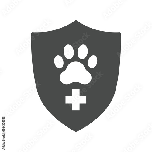 Pet protection shield icon, animal health, veterinary care, pet insurance, animal welfare symbol