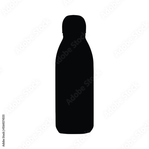 Black silhouette of a water bottle with a rounded top and cylindrical body on a white background