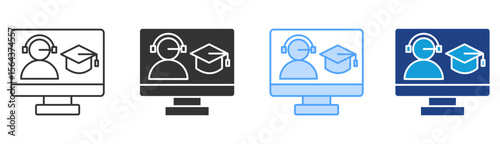 Online Course Icon Set Multiple Style Collection