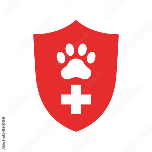 Pet protection shield icon, animal health, veterinary care, pet insurance, animal welfare symbol