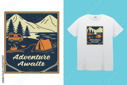 Hiking t-shirt design vector, Adventure t-shirt design, Outdoor t shirt design,print, Camping logo design vector illustration, Travel quotes for t shirt, camping t-shirt, 