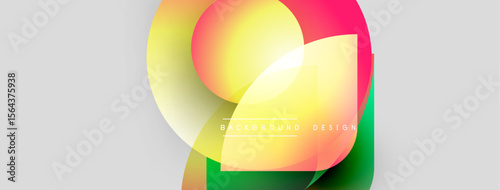 Abstract colorful shapes overlap. Gradient hues blend, creating dynamic visual effect. Modern design element for backgrounds.