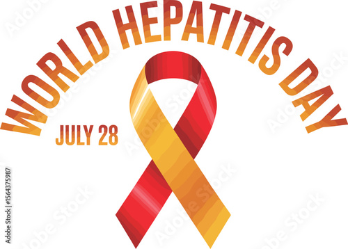 World hepatitis day with a ribbon and a world map background for awareness and support campaign