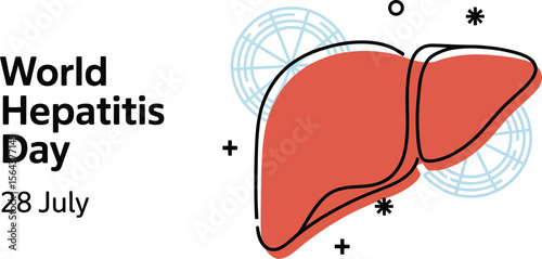 World hepatitis day illustration with liver icon on white and light blue gradient background design