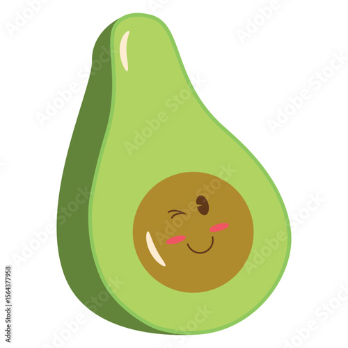 Cute Avocado Cartoon Character Winking Illustration