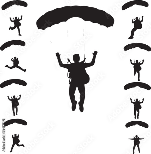 Skydiver in Freefall Silhouette

Parachuting Adventure Vector Design

Extreme Skydiving Action Illustration

High Altitude Parachute Jump Silhouette

Adrenaline Rush Skydiver Art