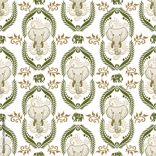 popular elephant pattern in asian style this elephant graphic is fashionable in thailand india and south east asia and this elephant and baby elephant can be for textile industry and any package 