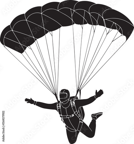 Skydiver in Freefall Silhouette

Parachuting Adventure Vector Design

Extreme Skydiving Action Illustration

High Altitude Parachute Jump Silhouette

Adrenaline Rush Skydiver Art