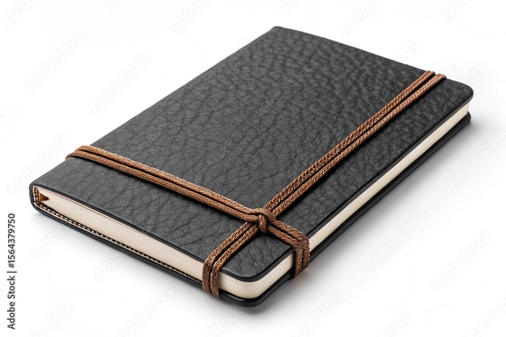 Stylish Black Leather Notebook with Elastic Band Closure Stylish Black Leather Notebook with Elastic Band Closure