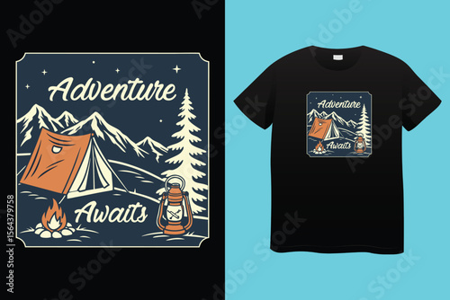 Amazing camping the campers club, vector typography men's black t-shirt design