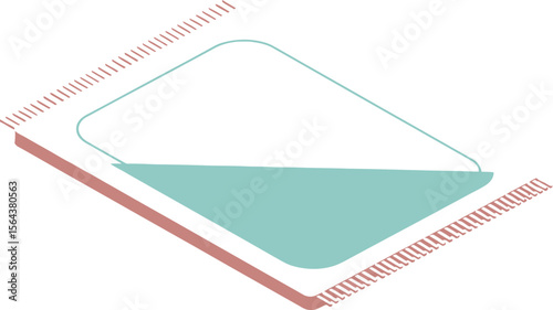 Isometric illustration of a rectangular rug with fringe on a white background