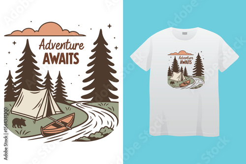 Amazing camping the campers club, vector typography men's black t-shirt design