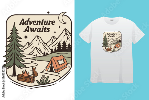 Amazing camping the campers club, vector typography men's black t-shirt design