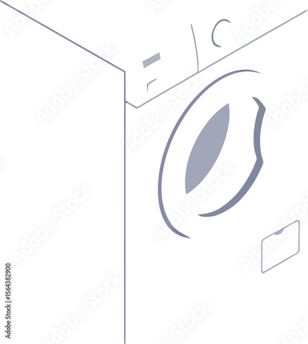Isometric view of a light purple washing machine on a white background