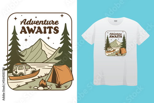 Amazing camping the campers club, vector typography men's black t-shirt design