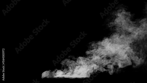 White smoke mist clouds fog overlay alpha on a black background, moving for compositing your shots