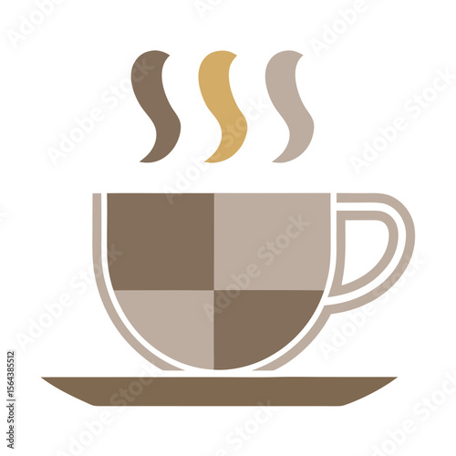 Steaming coffee cup with saucer and abstract steam vector