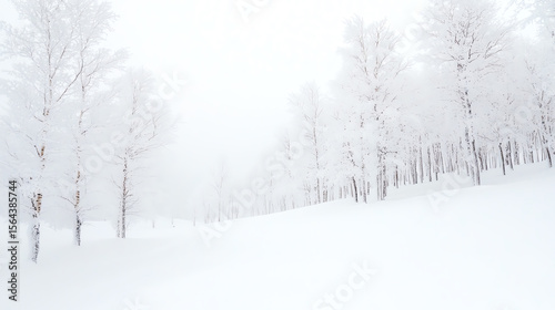 Wallpaper Mural A serene winter landscape blanketed in snow, with frosted trees shrouded in mist, creating a tranquil and magical atmosphere. Torontodigital.ca