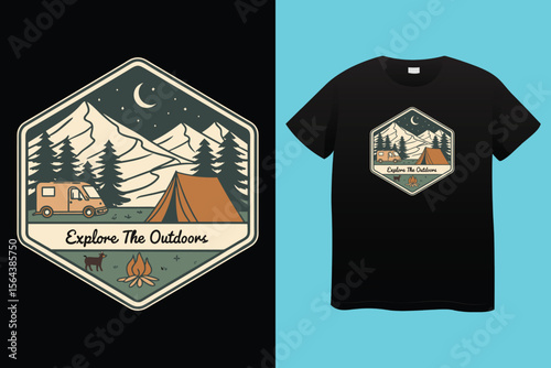 Amazing camping the campers club, vector typography men's black t-shirt design
