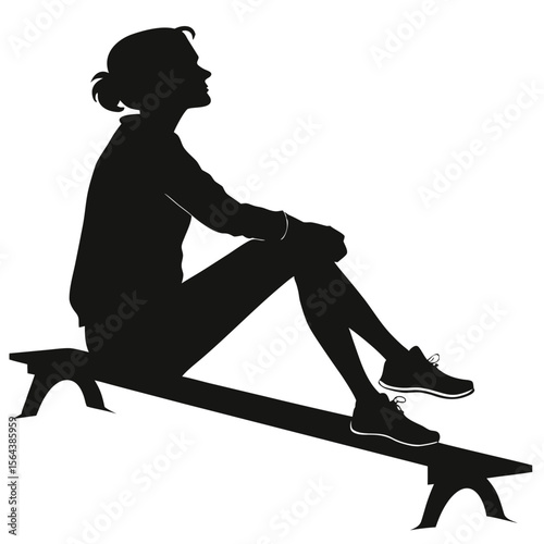 Woman Silhouette Sitting on a Bench: Peaceful Contemplation