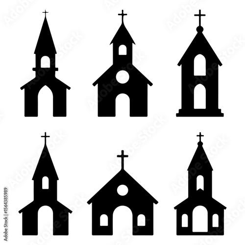 Collection of Church Silhouettes in Black  oi n various design