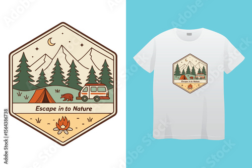 Amazing camping the campers club, vector typography men's black t-shirt design
