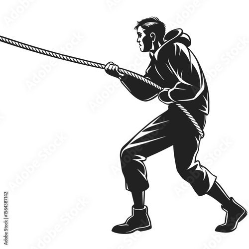 Tug-of-War: Powerful Silhouette Illustration