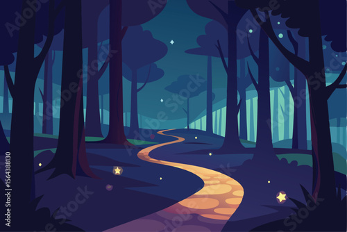 Enchanted Forest Path A Mystical Journey Through a Dreamlike Woodland at Twilight 