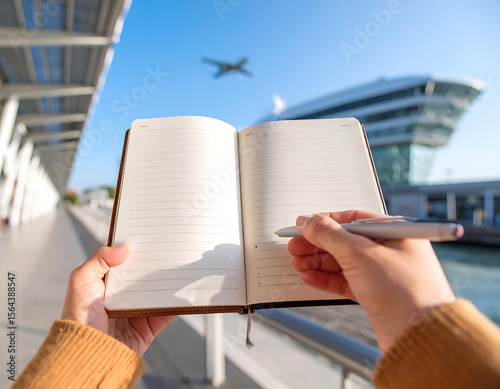 Wide Angle POV of Someone Writing in a Notebook