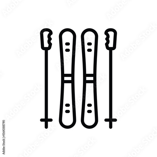 Black line icon for ski