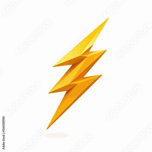 A shiny 3D yellow lightning bolt icon with a glossy finish, representing dynamic power, fast charging, and super energy for modern app UIs and branding.
