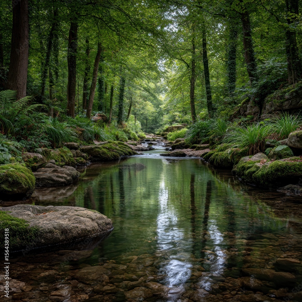 Obraz premium Serene forest stream (1)