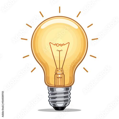 A glowing incandescent light bulb illustration, the classic symbol of a bright idea, innovation, inspiration, and creative solutions for business or education.
