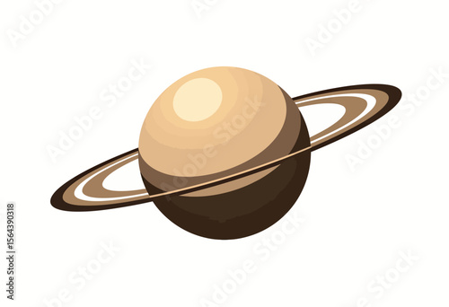 A simple and clean illustration of a ringed planet like Saturn, a beautiful celestial body icon for astronomy projects, space exploration themes, and science education.
