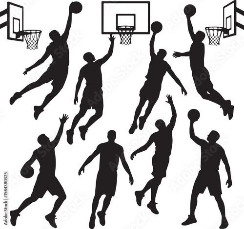 Slam Dunk Basketball Player Silhouette

Dribbling on the Court Vector Design

Basketball Shooter in Action Silhouette

Fast Break Play Silhouette Illustration

Street Basketball Game Scene Vector