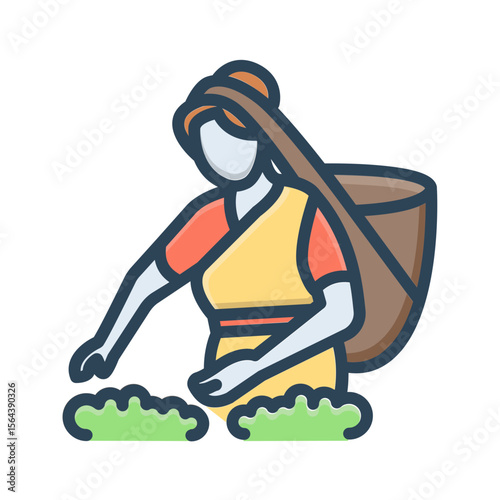 Vector color shadow icon for Rural woman